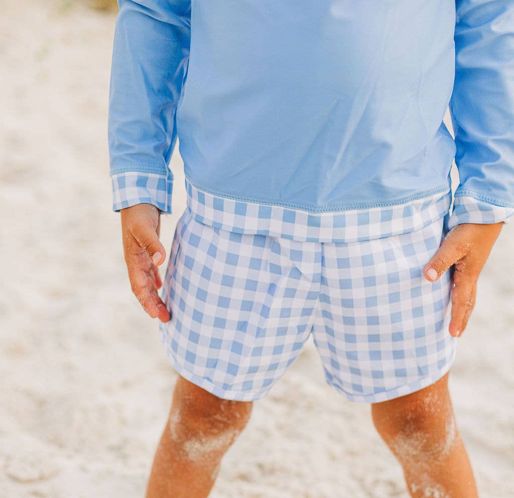 Blue Gingham Swim Shorts | Swim