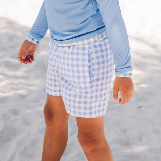 Blue Gingham Swim Shorts | Swim